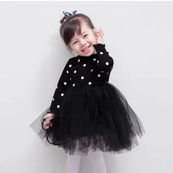 

Long sleeve baby girls dress 3Colors 1 2 3 4 Years birthday party toddler girls clothing spring autumn girls princess dress