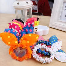 8Pcs Lot Cute Women Flower Hair Elastic Rubber Bands Headbands Rabbit Ear Dot Headwear Elastic Hair