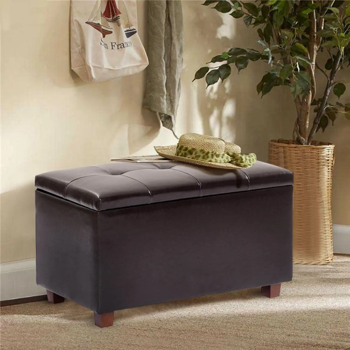 Giantex Storage Bench Lift Hinge Top Organizer Living Room Modern Giantex Storage Bench Lift Hinge Top Organizer Living Room Modern Ottoman Seat Footstools Pu Leather Sofa Hw52781bn In Stools Ottomans From