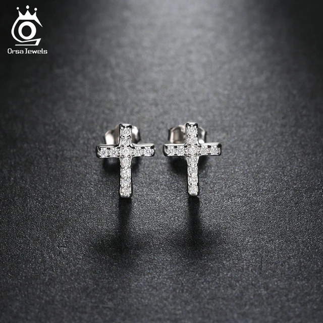 Vintage Small Rhinestone Cross Stud Earrings For Men Women Casual Vintage Small Rhinestone Cross Stud Earrings For Men Women Casual Jewelry Lover Oew132