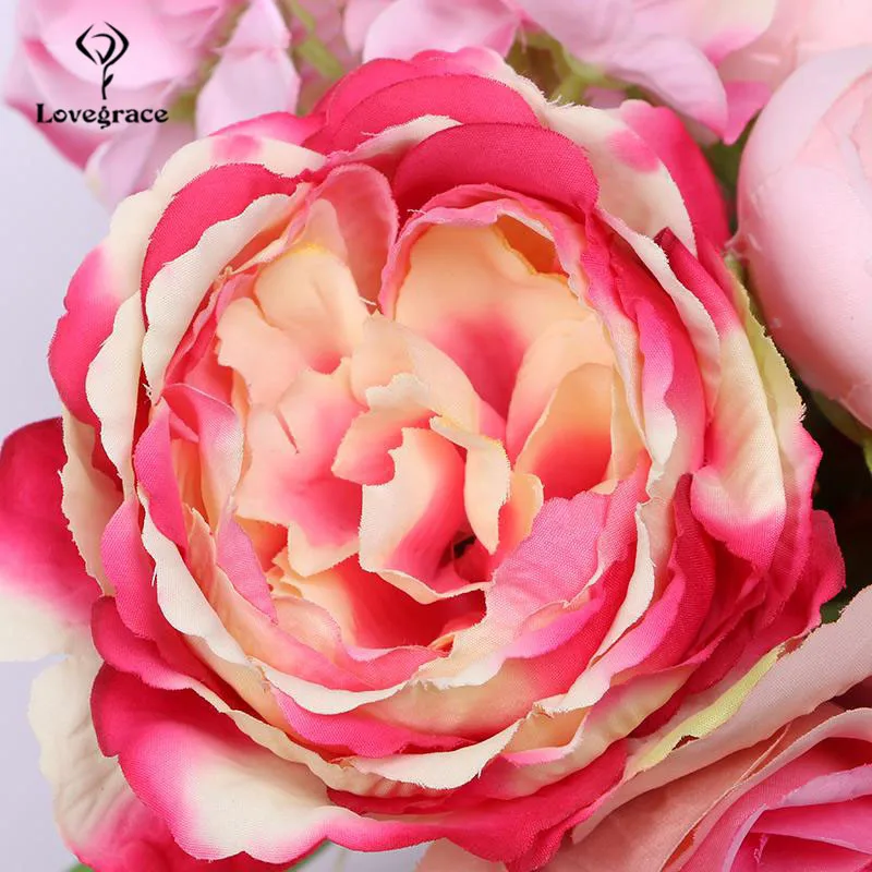wedding bouquet roses peony artificial flowers  (49)