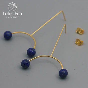 

Lotus Fun Real 925 Sterling Silver Creative Designer Fine Jewelry Minimalist Design Personality Dangle Earrings for Women