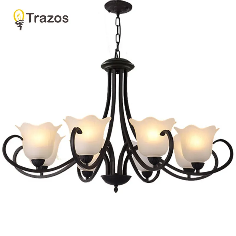 New Wrought iron Crystal Chandelier Light Modern Hanging Luminaires Lighting Hotel Restaurant Dining Room Suspension Lamp