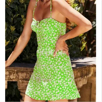 

Summer Women's Mini Dress New Floral Printed Evening Party Beach Sundress Ladies' Fashionable Bohemian Sling Vestido Hot Selling