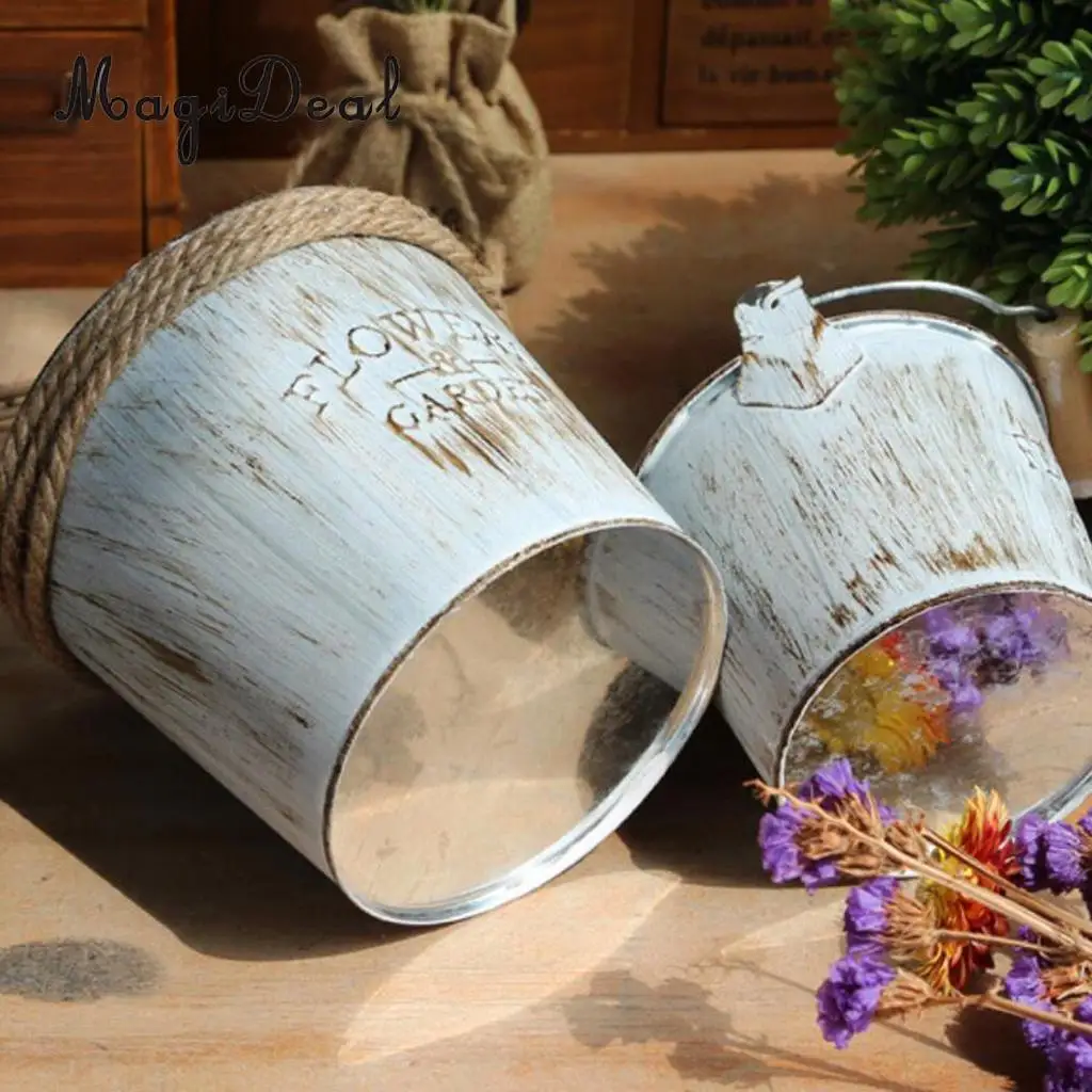 3Pcs Metal Garden Flower Planter Bucket Galvanised Wedding Decor Large Flower Pots Vase Planter Container Can