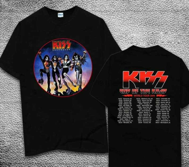 

New Kiss Band End of The Road Tour 2019 Black Tshirt Size S to 3Xl