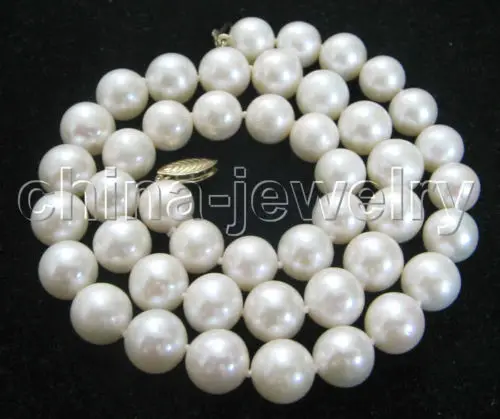 

Free Shipping >>> AAA 17" 11mm natural white perfect round freshwater pearl necklace-14k gold cla