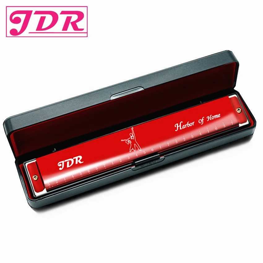 

JDR Popular 24 Holes Tremolo Harmonica C Key Polyphony Harmonicon Mouth Organ Harmonica with Case Musical Instruments