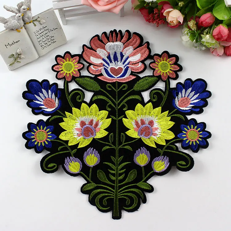 

big size Blossom Flower Applique Clothing Embroidery Patch Fabric Sewing Repair Embroidered Patch
