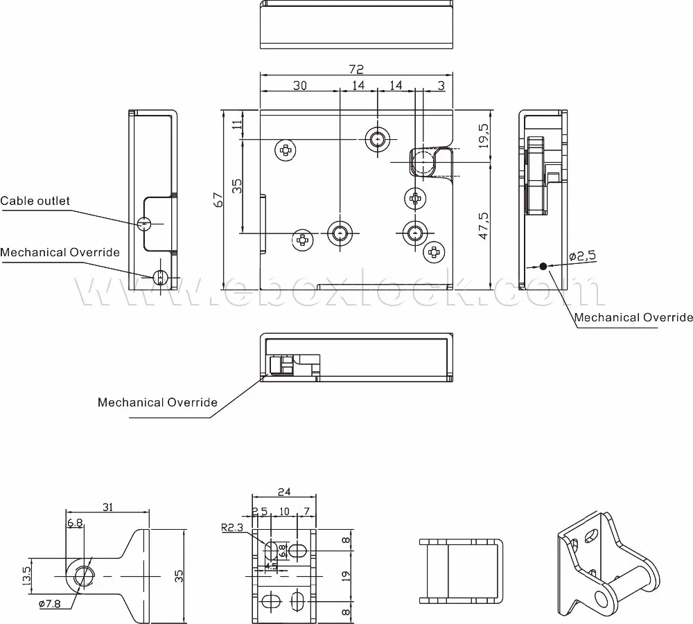 MD1215 Dimension eboxlock