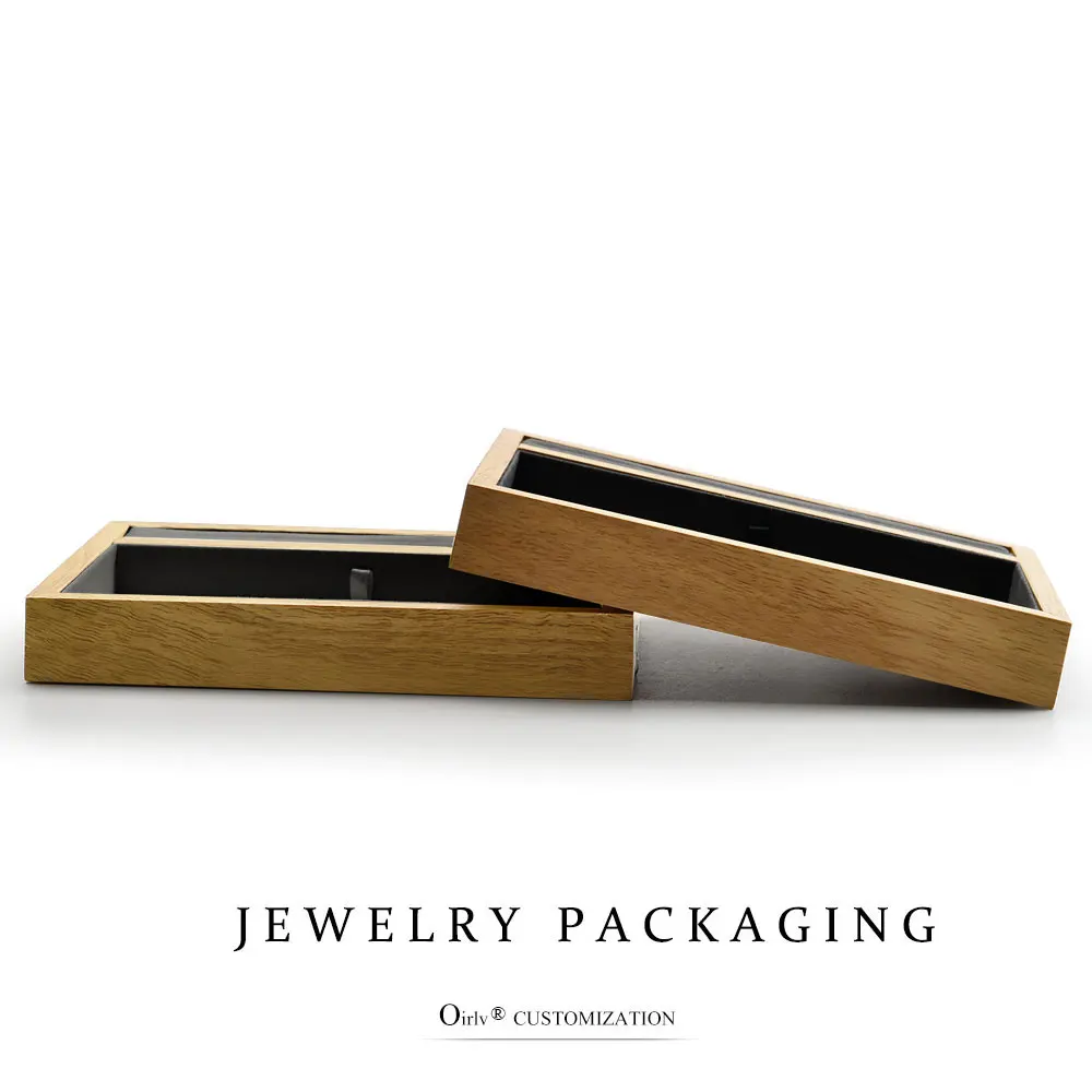 Oirlv Wood Jewelry Display Tray Necklace Pendant Watch Holder Shop Counter Showcase (11)