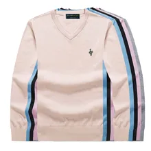 Spring 2019 New Knitted Sweaters Fall Men's Business 100 % Cotton Sweaters Men's Leisure V-neck Sweaters Brand Garments