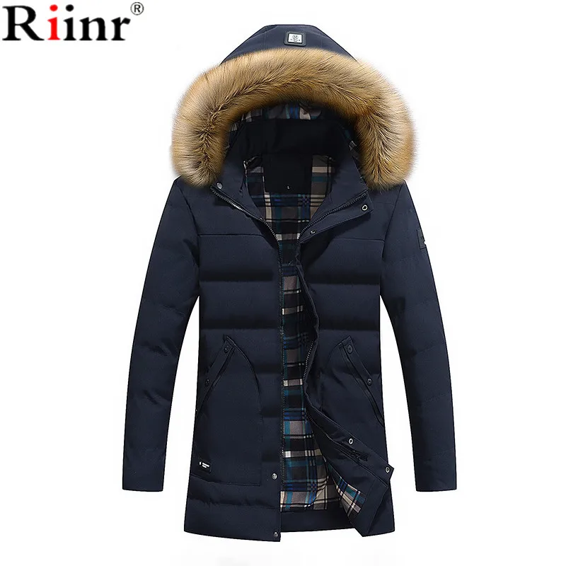 

Riinr 2017 New Arrival Winter Lowest Price Three Color Men's Long Overcoat Popular Asian Size Hooded Warm Comfortable Mens Coat