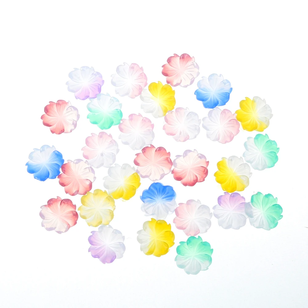 

100Pcs Mixed Gradual Resin Flowers Decoration Crafts Flatback Cabochon Embellishments For Scrapbooking Kawaii Cute Accessories