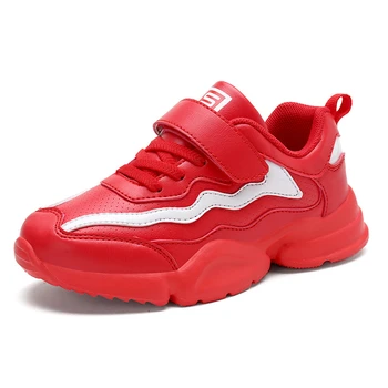 

2018 Autumn New Style Kids Running Shoes PU Boys Sneakers Girls Outdoor Sport Shoes Children's Trainers Black Red Pink Color