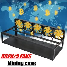 8 GPU Mining Rig Stackable Case + 5 Fans Open Air Frame ETH/ZEC/Bitcoin NEW