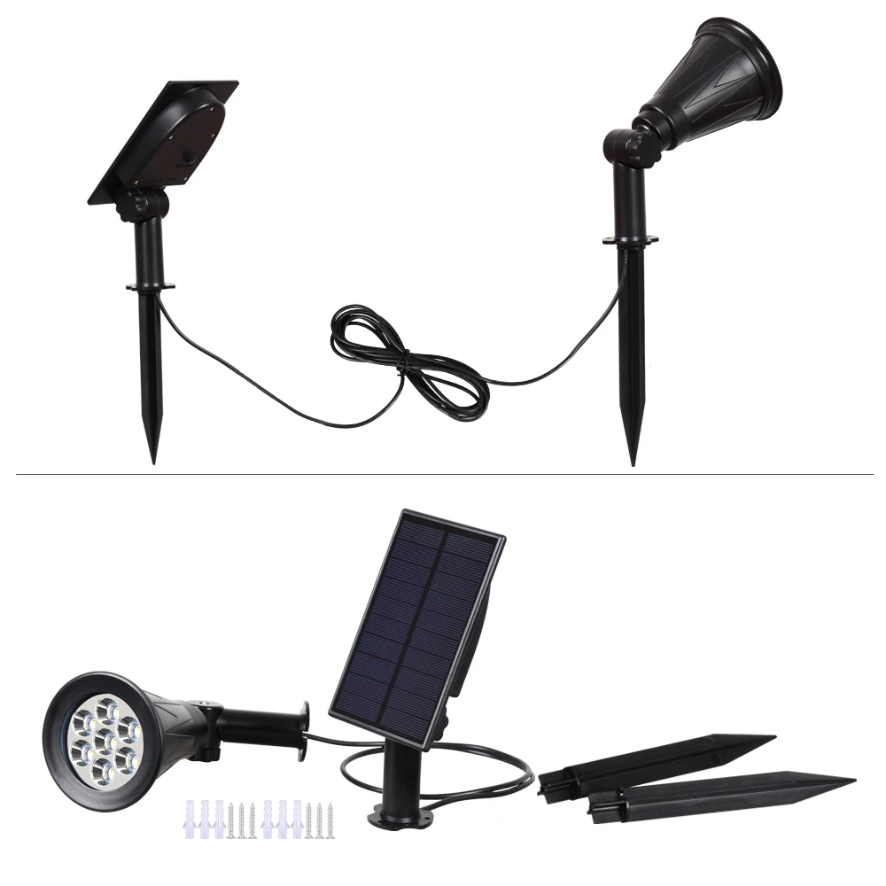 Pacote de Cor-mudando Impermeável ao ar Separadamente para Jardim T-sunrise Solar Holofotes Ip65 Livre Paisagem Luz Instalado 2 7 Led 5 Lâmpadas solares