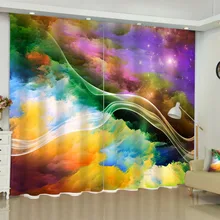Rainbow Color Curtains for Living Room Dorm Bedroom Home Decorations Kitchen Door Short Window Blackout Drapes
