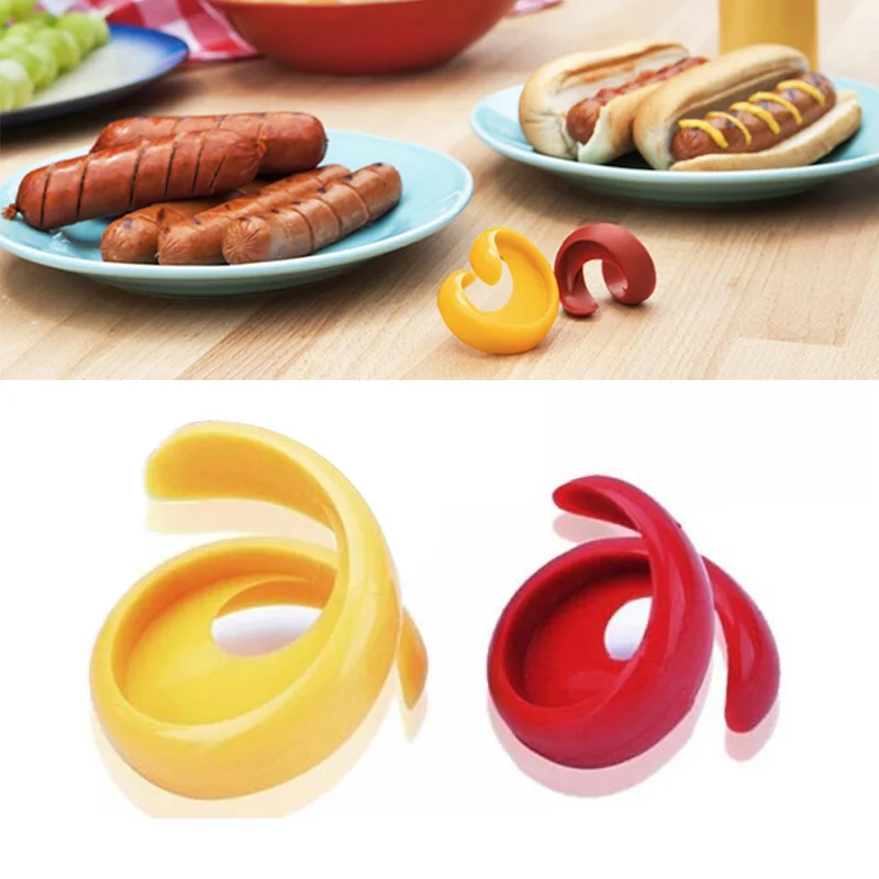 

2PCs Manual Fancy Sausage Cutter Spiral Barbecue Hot Dogs Cutter Slicer kitchen Cutting Auxiliary Gadget 301-0492