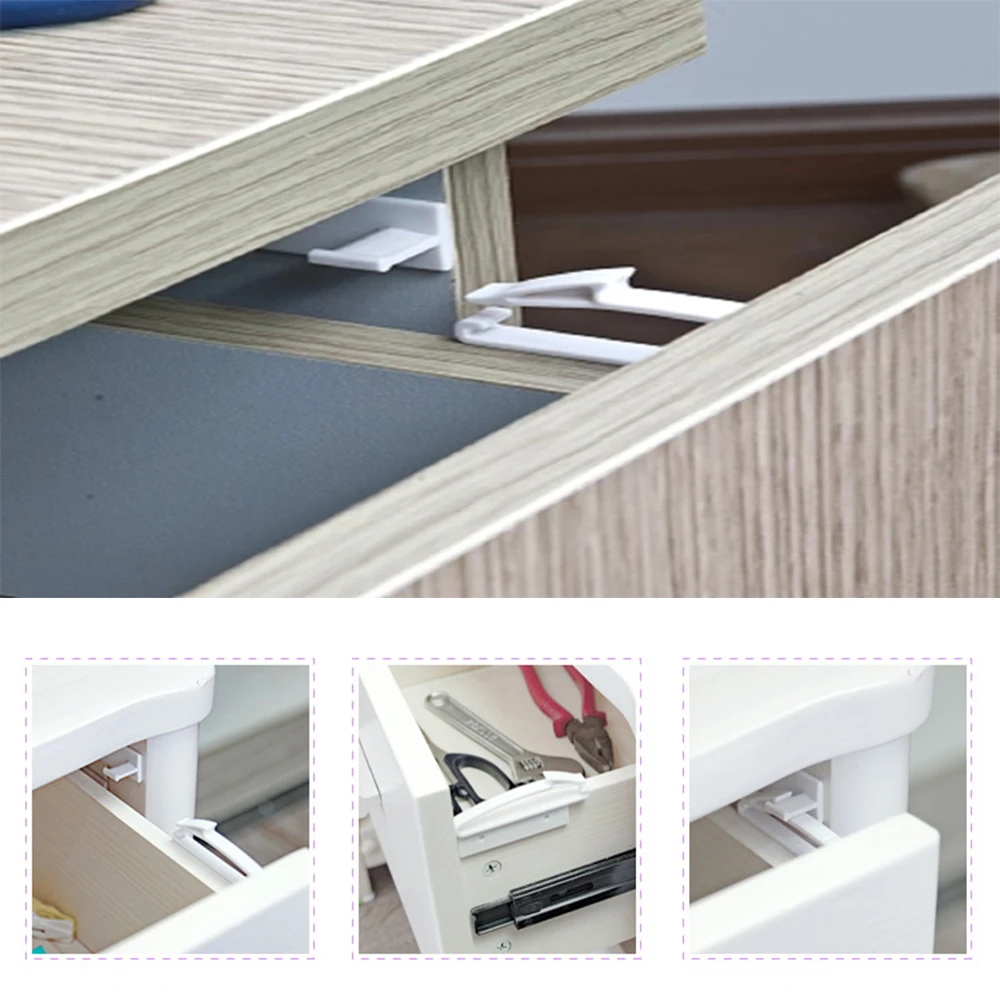 

4Pcs Invisible Baby Safety Lock Child Safety Drawer Lock Latches ABS Infant Security Protection From Children Locks Drawer Latch