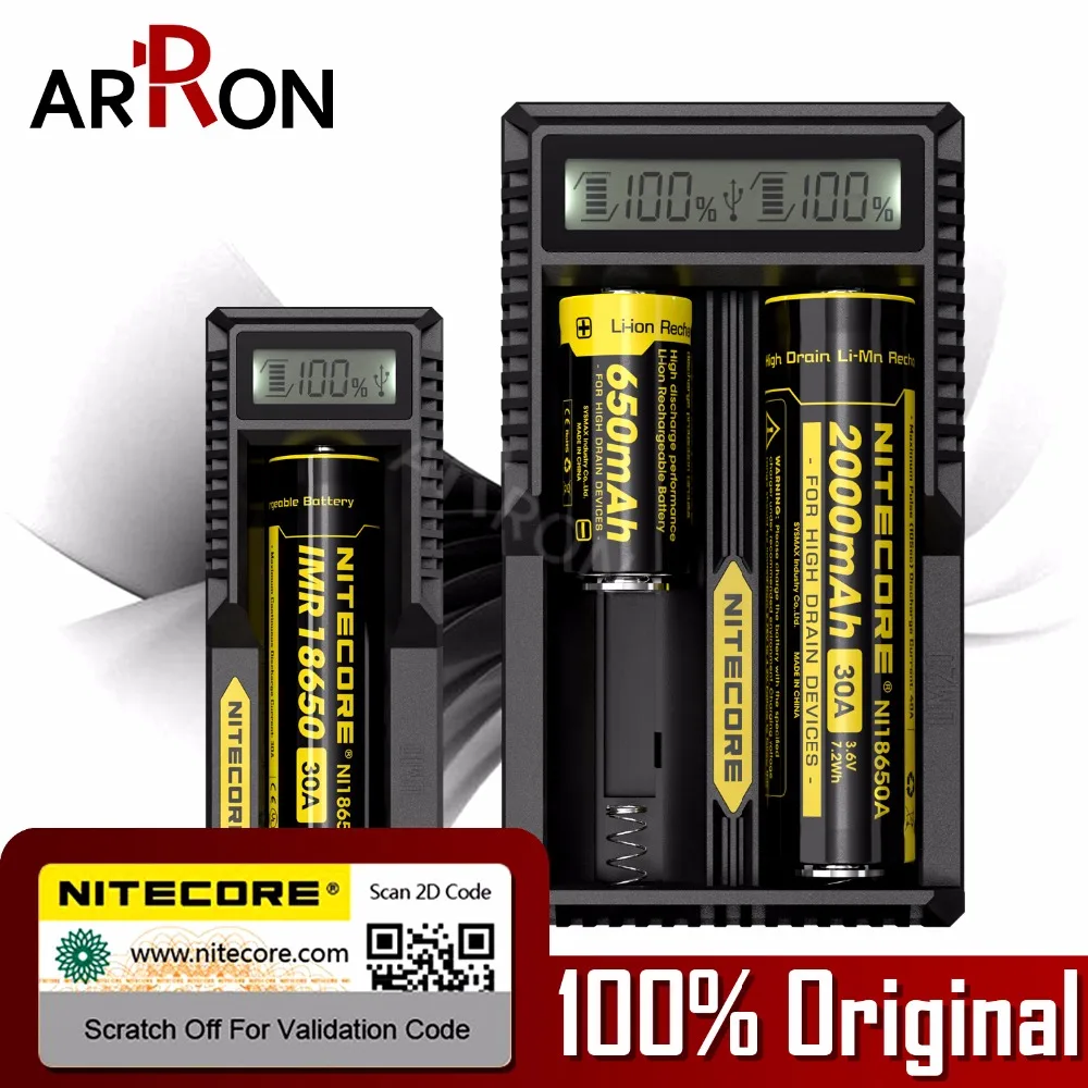 

100% Original Nitecore UM10 UM20 LCD Display Digital Smart USB Charger 18650 17650 17670 RCR123A 16340 14500 Charger Battery