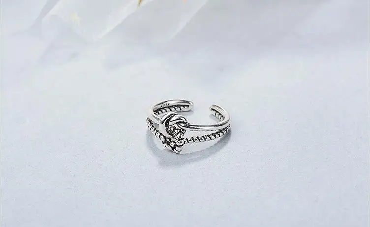 Модные кольца с луком из стерлингового серебра 925 пробы для женщин Роскошные массивные ювелирные изделия панк регулируемое античное кольцо Anillos