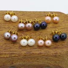 7-8 мм Серьги из пресноводного жемчуга(8 комплектов, 4 цвета) ручная работа, подходящие для женщин ювелирные изделия, дизайн, модный стиль