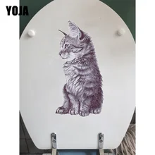Yoja 14.2*24.5 cm animal esboço gato toalete adesivo decoração casa quarto decalque da parede T1-0099