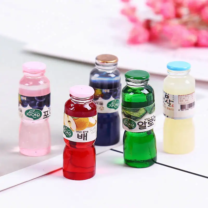 

5Pcs Charms for slime Juice Drink Bottle Resin Plasticine Beads Making Supplies DIY Slime Accessories model tool for Kids