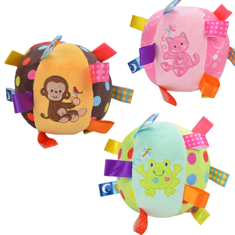 Cartoon Baby plush Ball toys colorful softy Rattle Mobile ring bell Toy brinquedos juguetes para bebes