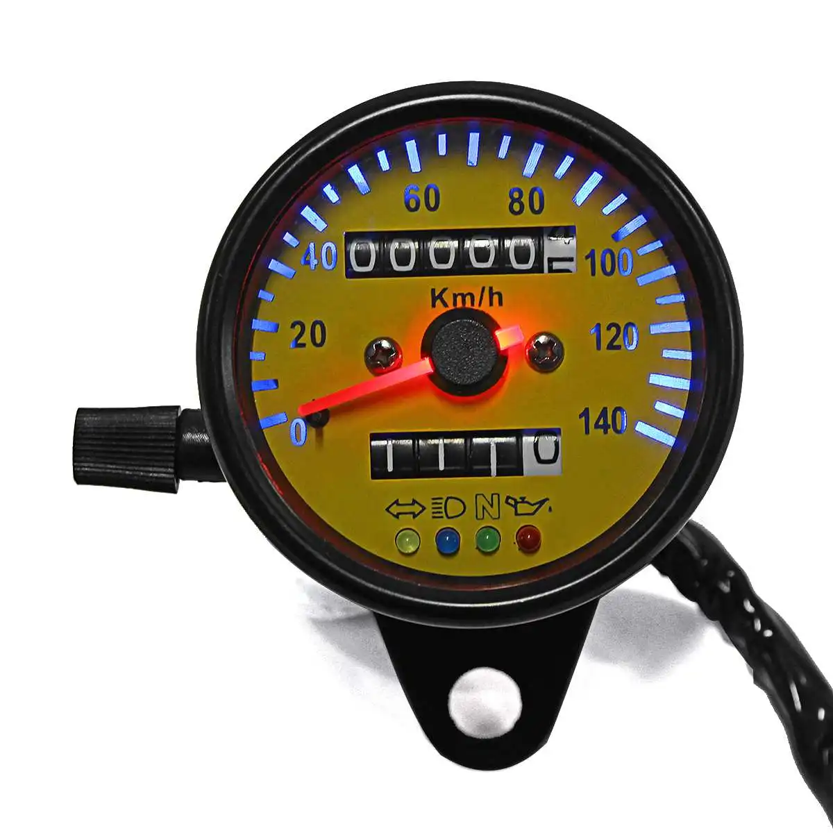 Universal Motorcycle LED Backlight Dual Odometer KM/H Speedometer Gauge Retro Vintage Tachometer