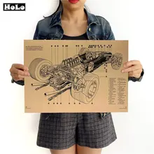 Винтажный постер Ретро F1 гоночный автомобиль живопись настенный Бар Паб дом антикварные художественные изделия для стен Наклейка Декор для гостиной 42x30 см GGB036