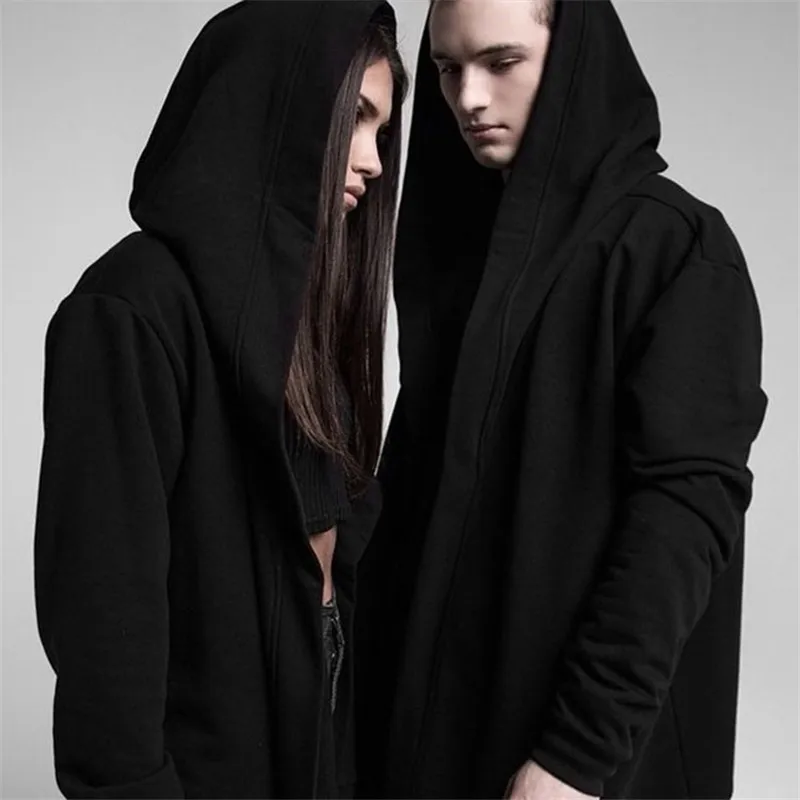 Gothic Best Quality Men s Hooded Black Gown Hip Hop Mantle Men Hoodies and Sweatshirts long