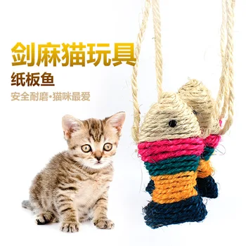 

Sisal Fish Shape Cat Scratch Board Pad Cat Scratcher Claws Care Interactive Toy Cat Scratching Post Board Cat Toys