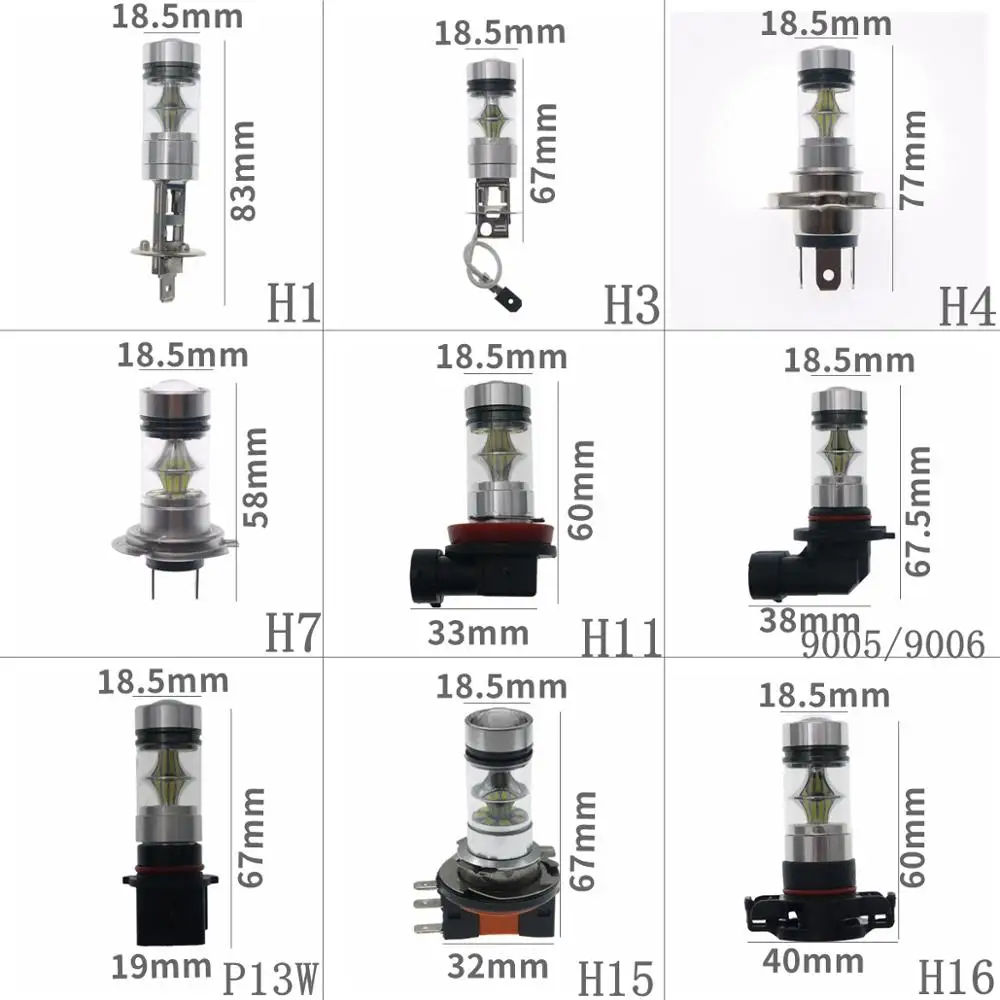 Eonstime 2 шт. 60 Вт автомобильный 20 светодиодный 3030 чип SMD противотуманный фонарь дневные ходовые огни H1 H3 H4 H11 H8 H9 9005 9006 P13W H15 H16 6500K