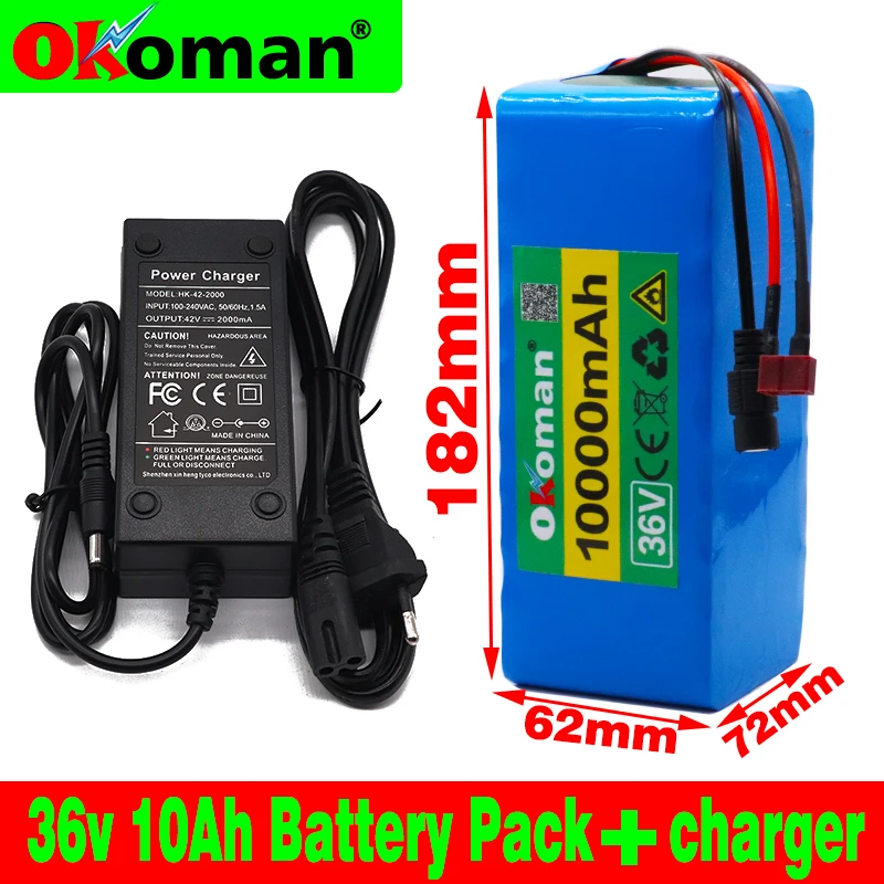 

36V 10S4P 10Ah 500W High power&capacity 42V 18650 lithium battery pack ebike electric car bicycle motor scooter with BMS+charger