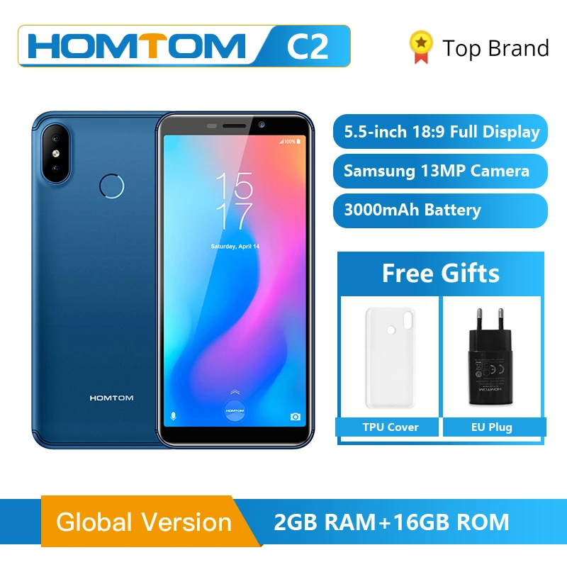 Golbal версия смартфона с 5 дюймовым дисплеем ОЗУ 2 Гб ПЗУ 16 ГБ 3000 мАч 4G LTE 13 МП Android 8