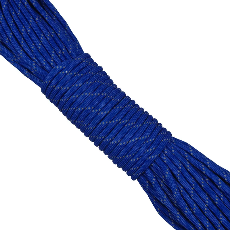 12 Colors 7 Strands Reflective Paracord For Outdoor Survival Bracelet Kit DIY Lanyard Camping Hiking Parachute Cord - Цвет: Blue