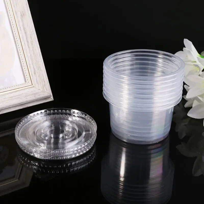

10Pcs Disposable Cups Set Of 250ml Sauce Pot Container Jello Shot Cup Slime Storage With Lid For Ketchup
