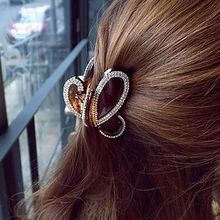 Новая мода большая пластмассовая заколка для волос Блеск Кристалл волос Краб коготь для женщин аксессуары для волос