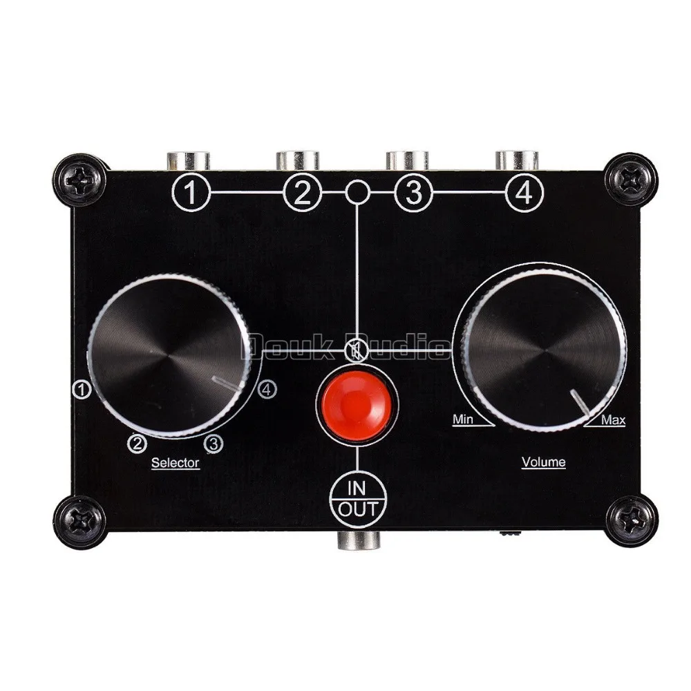 

MC104 Mini 4 ports Stereo 3.5mm 4-IN-1-OUT Audio Switcher Splitter selector passive preamp box