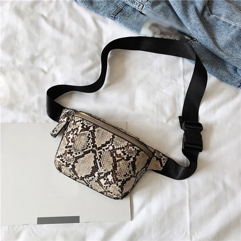 Женская поясная сумка змеиная поясная сумка из искусственной кожи Модная поясная сумка со змеиным принтом нагрудные сумки высокого качества женские поясные сумки#15