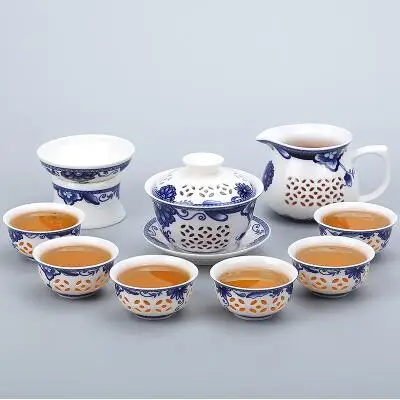 TANGPIN сине-белый керамический чайник Gaiwan, чайная чашка для Пуэр китайский чайный набор кунг-фу посуда для напитков - Цвет: Style H