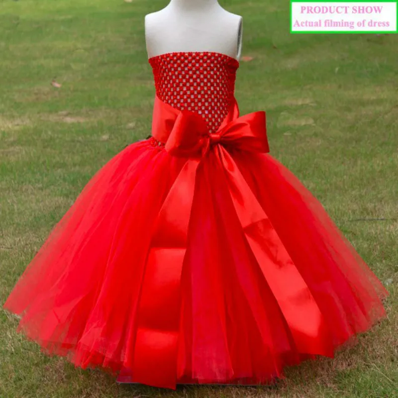 Main Bretelles Longue Corset Rouge Tulle Enfants D Anniversaire Robe Couleur En Option Rouge Sash Filles Rouge Robe Ajouter Plein Doublure Aliexpress