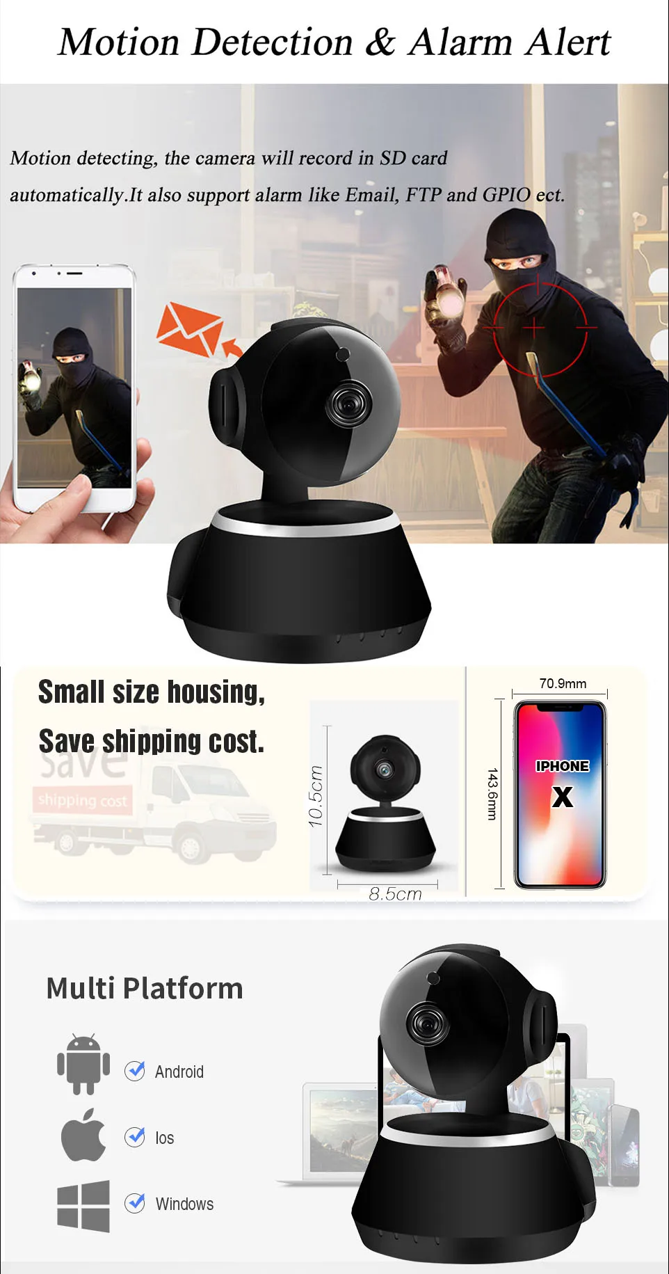 IP Camera Wifi 1080P Security Camera 720P Mini IP Camera Home CCTV Cameras P2P Two Way Audio Motion Detection IR-CUT  (10)