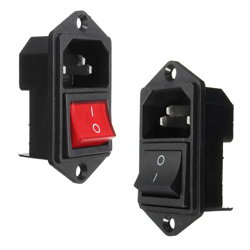 10 А 250 В красный/черный цвет флейта IEC 320 C14 розетка питания переключатель
