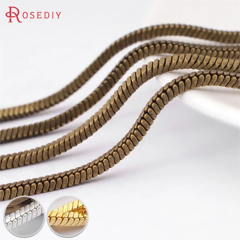 

(30385)2 meters Chain width 2MM Gold Color Plated Copper Square Snake Chain Diy Jewelry Findings Jewelry Accessories wholesale