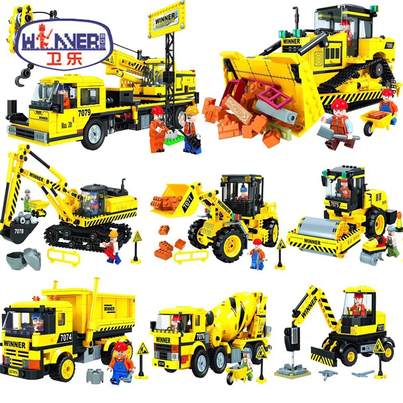 

8 style City Engineering Construction Bricks Set Building Blocks Model Educational Kids Toys Christmas Gift Compatible Legoes