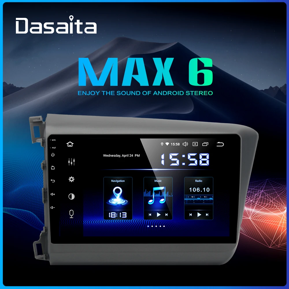 

Dasaita 9" Car Multimedia 1 Din Android 9.0 for Honda Civic Radio 2012 2013 2014 Navigation GPS Autoradio HDMI MP3 64GB ROM