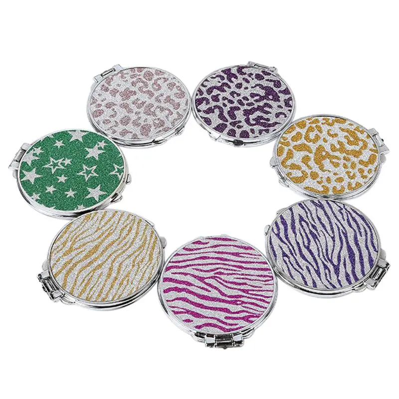 

Round Glitter Mini Pocket Mirror Makeup Compact Foldable Double Dual Side Random